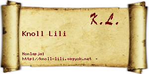 Knoll Lili névjegykártya